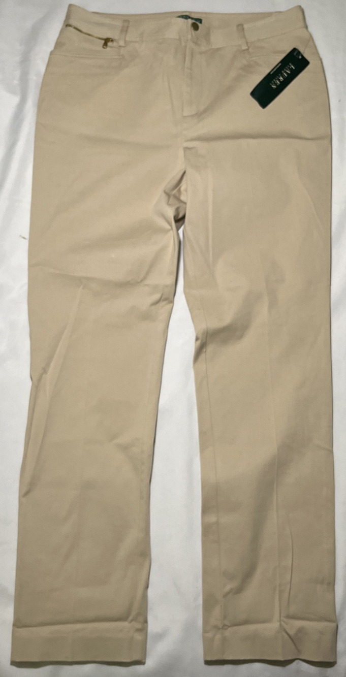 Lauren Ralph Lauren Pants Women 10 Khaki Summer Classic Stretch Dress Chino READ
